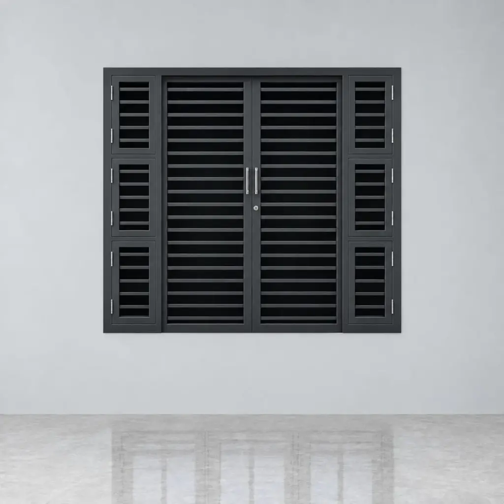 Louvred Steel Window — Black