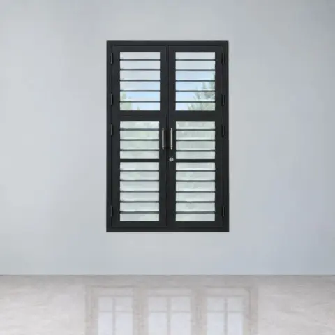 Glass-Louvre Steel Window — Black